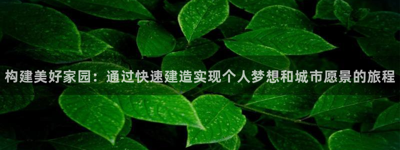 先锋娱乐币：构建美好家园：通过快速建造实现个人梦想和城市愿景的旅程